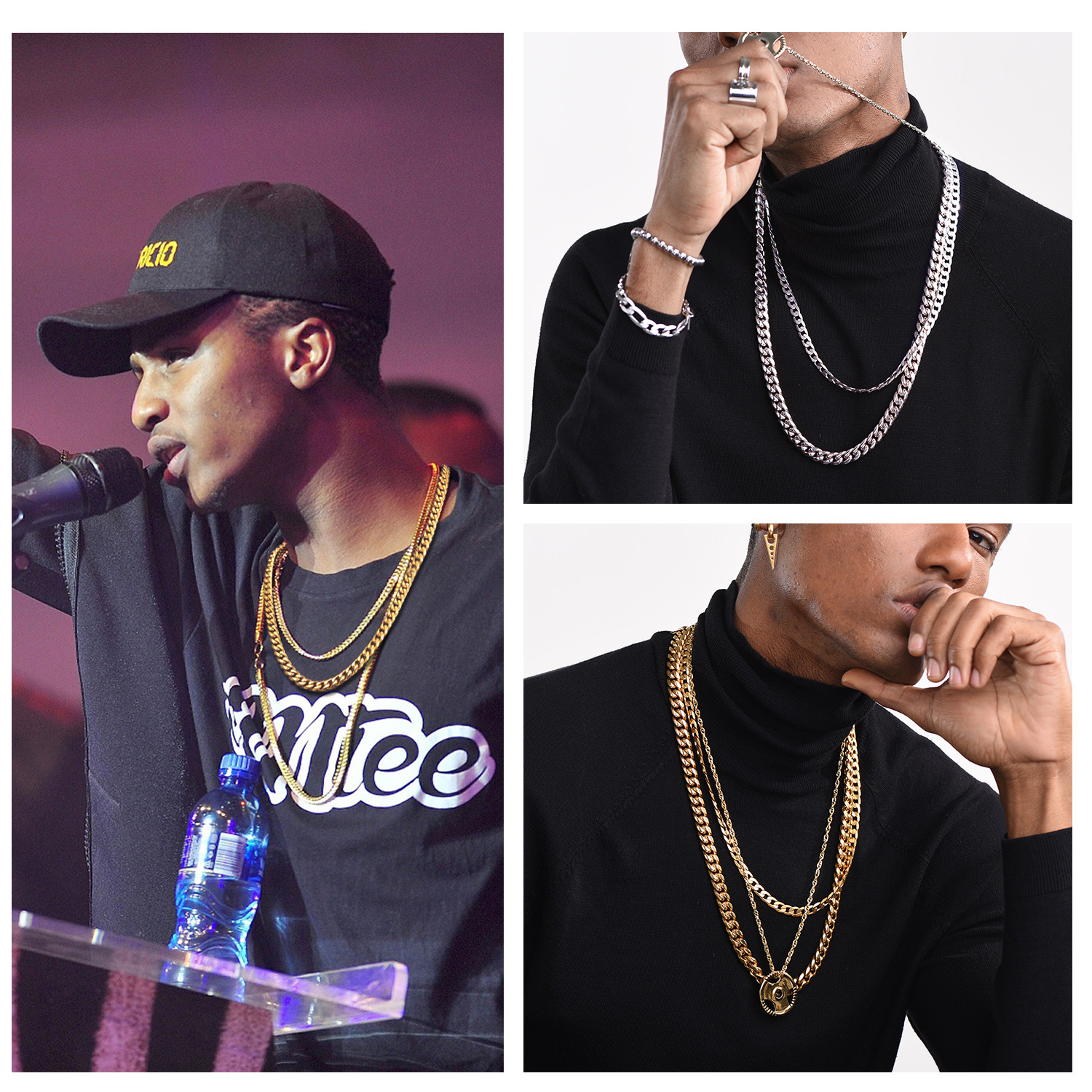Cuban Link Chains Outfit Ideas for Men - Gold, STEEL, Black Options