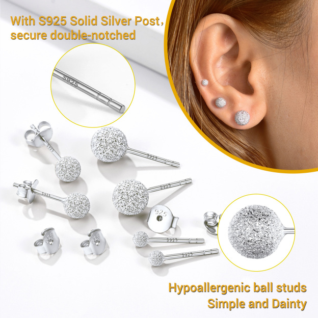 Sterling silver stud earrings details