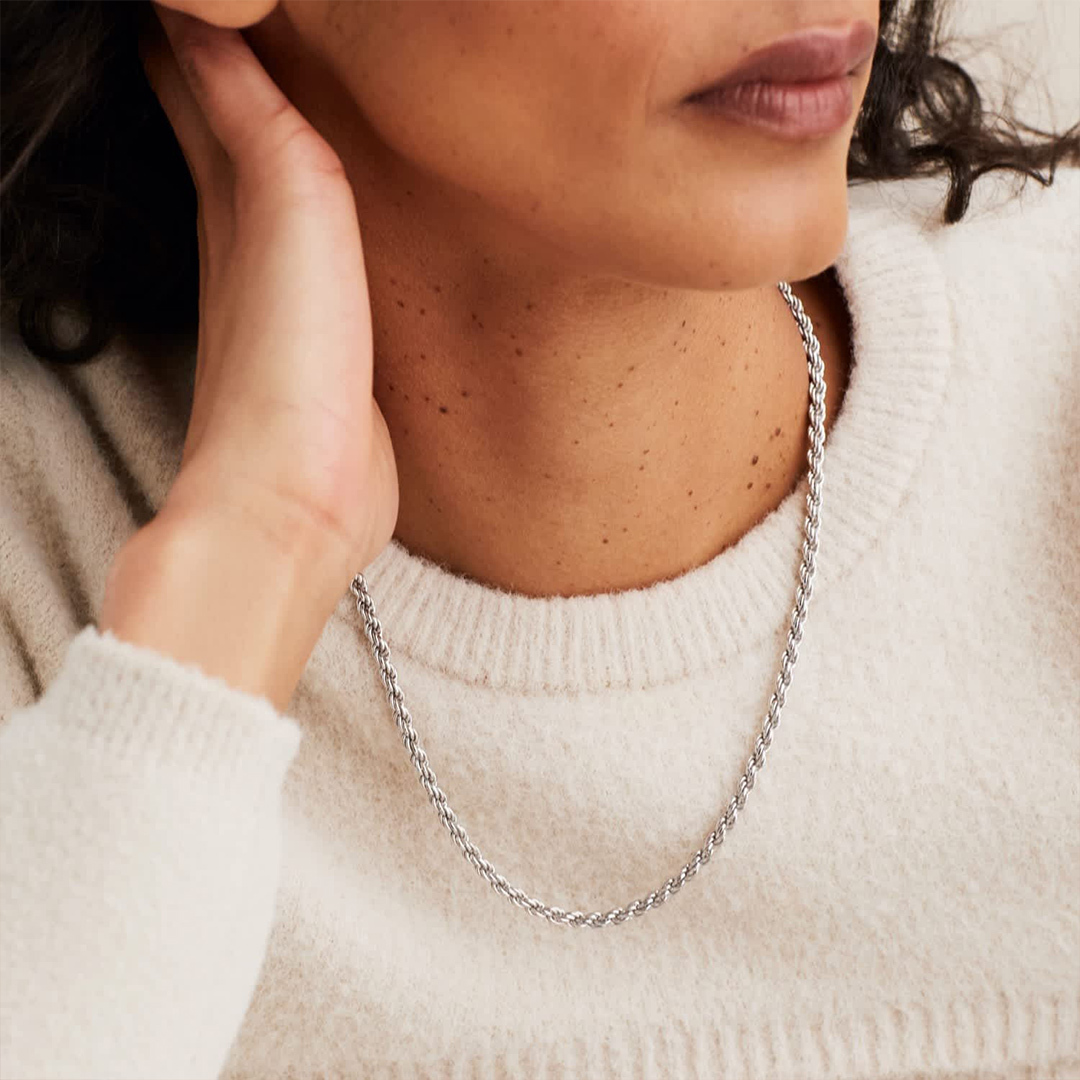 Twisted Rope Link Chain Necklace for Women