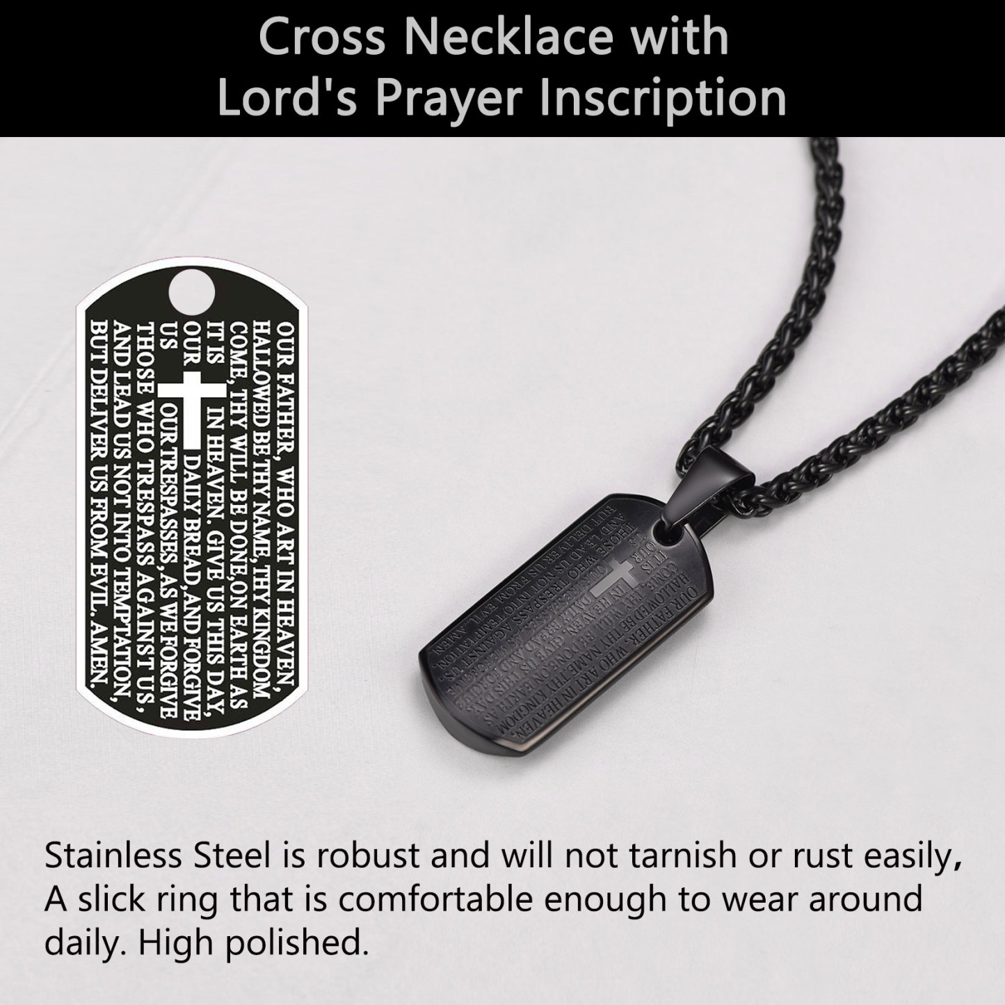 Black Christian Religious Necklace Pendant