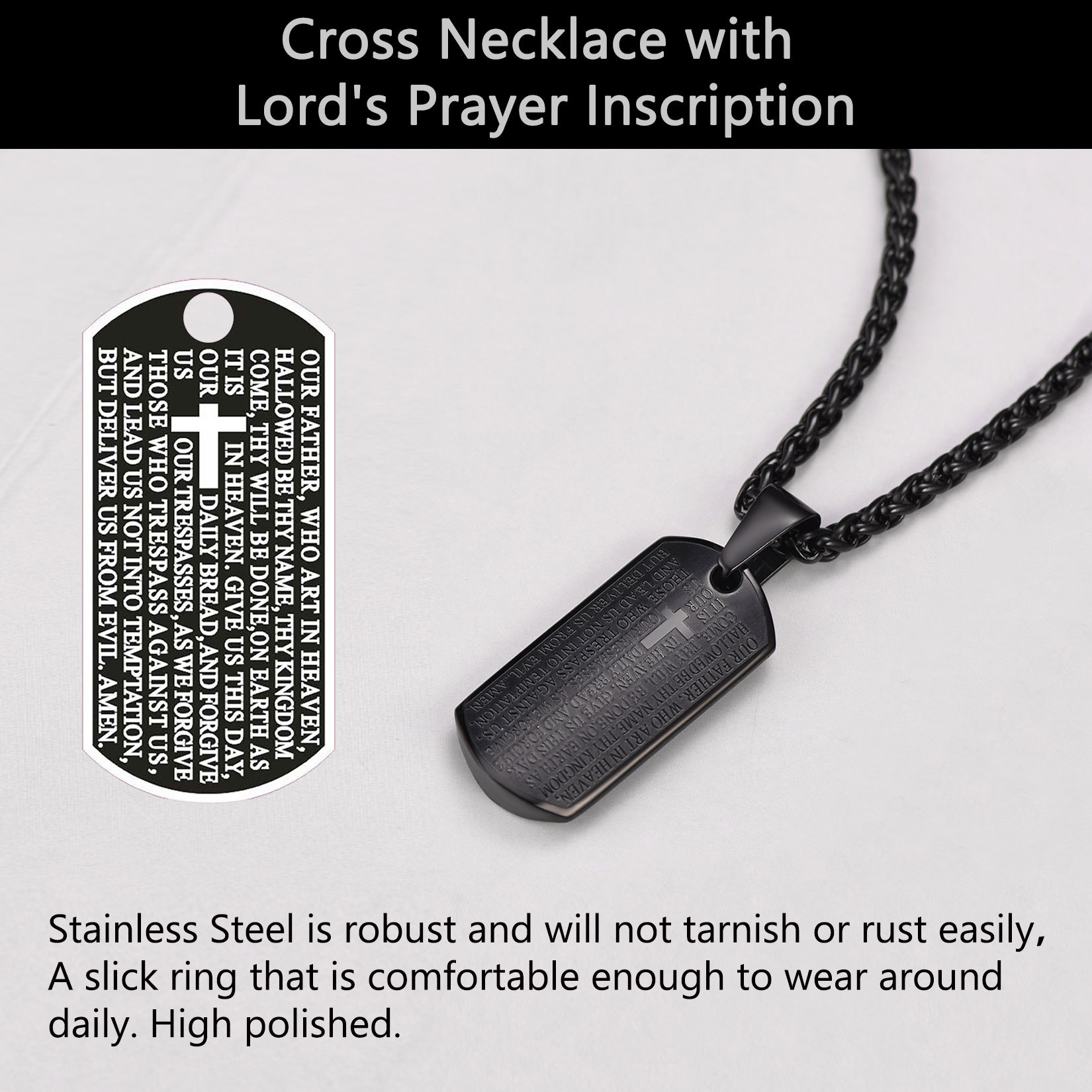 Black Christian Religious Necklace Pendant