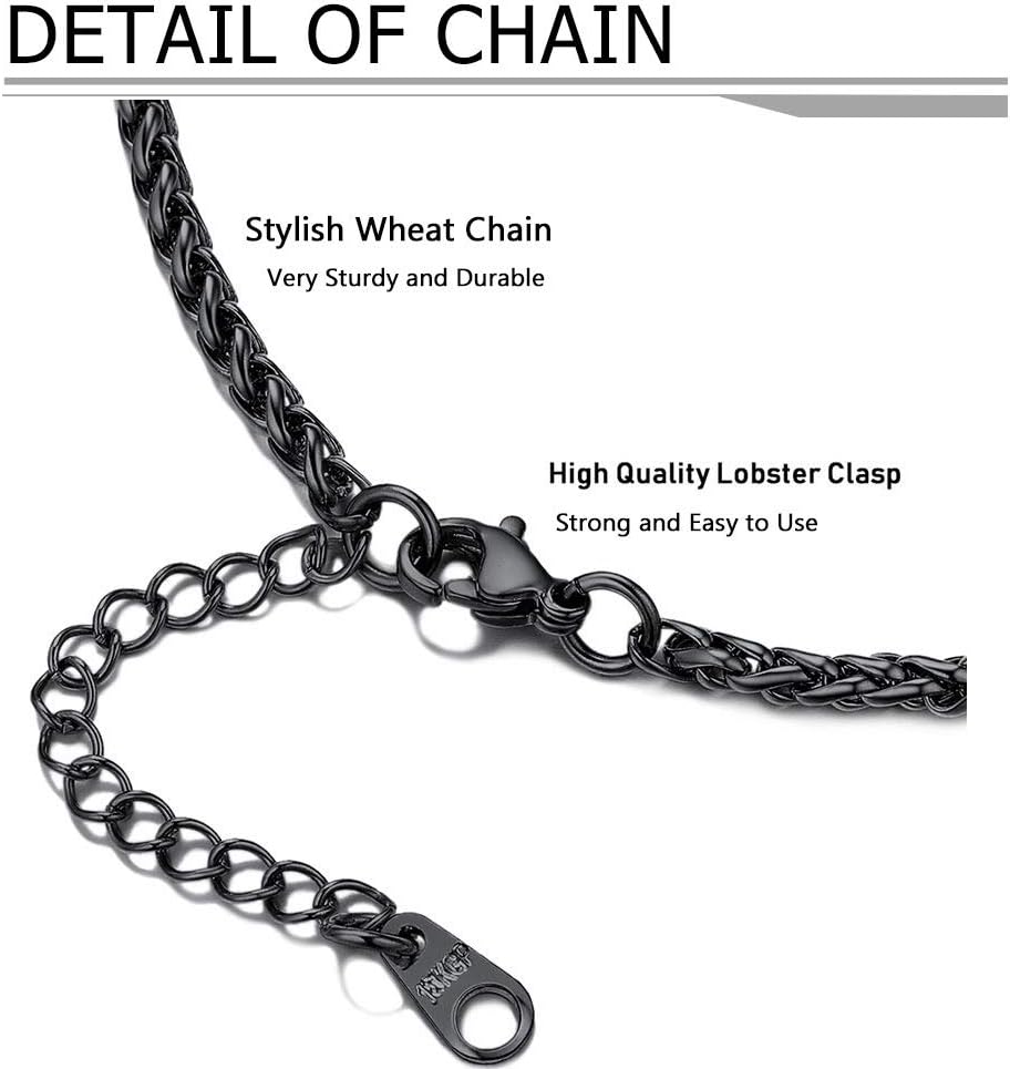 Black Wheat Chain with Lobster Clasp for Prayer Hands Necklace 