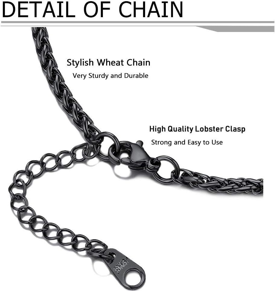 Black Wheat Chain with Lobster Clasp for Prayer Hands Necklace 