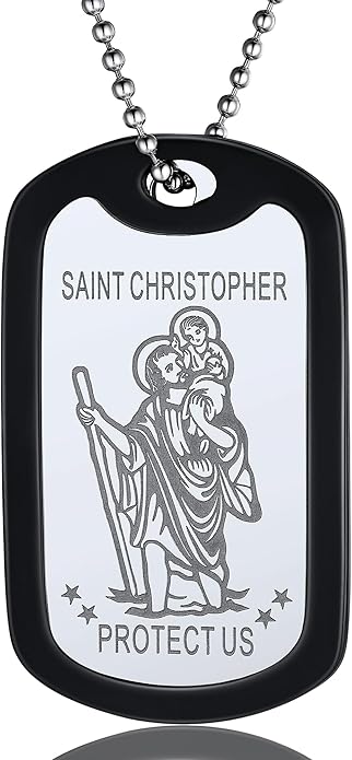 St Christopher Pendant Dog Tag Necklace