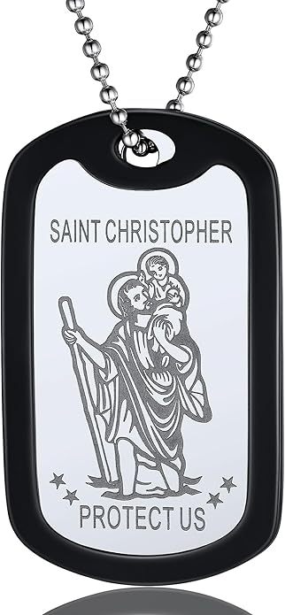 St Christopher Pendant Dog Tag Necklace