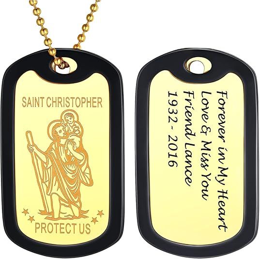 St Christopher Pendant Dog Tag Necklace