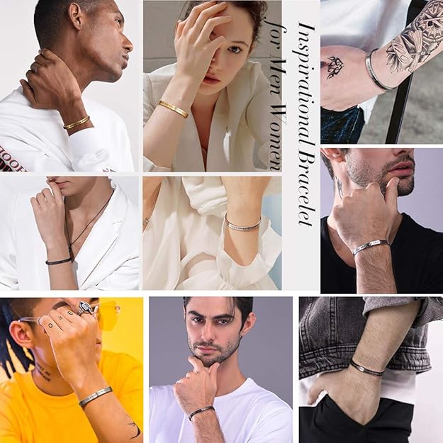 Engraved cuff bracelet unisex wearing styles