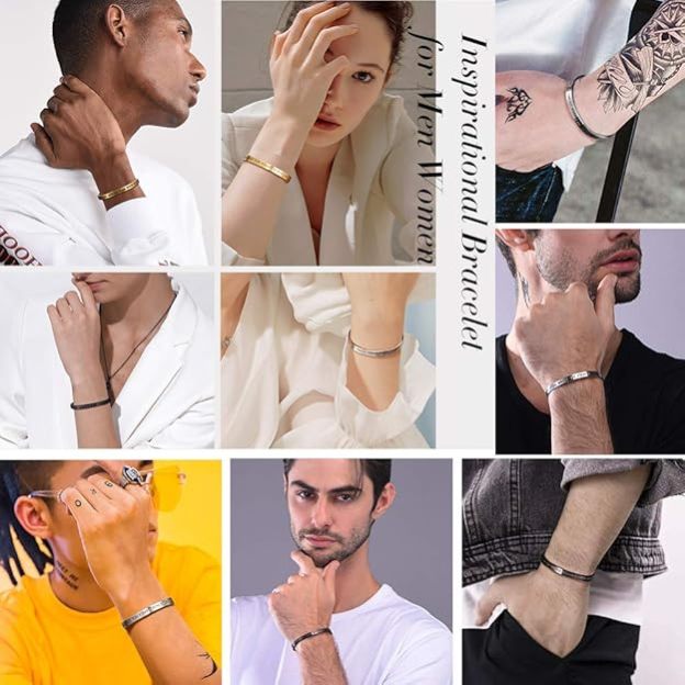 Engraved cuff bracelet unisex wearing styles