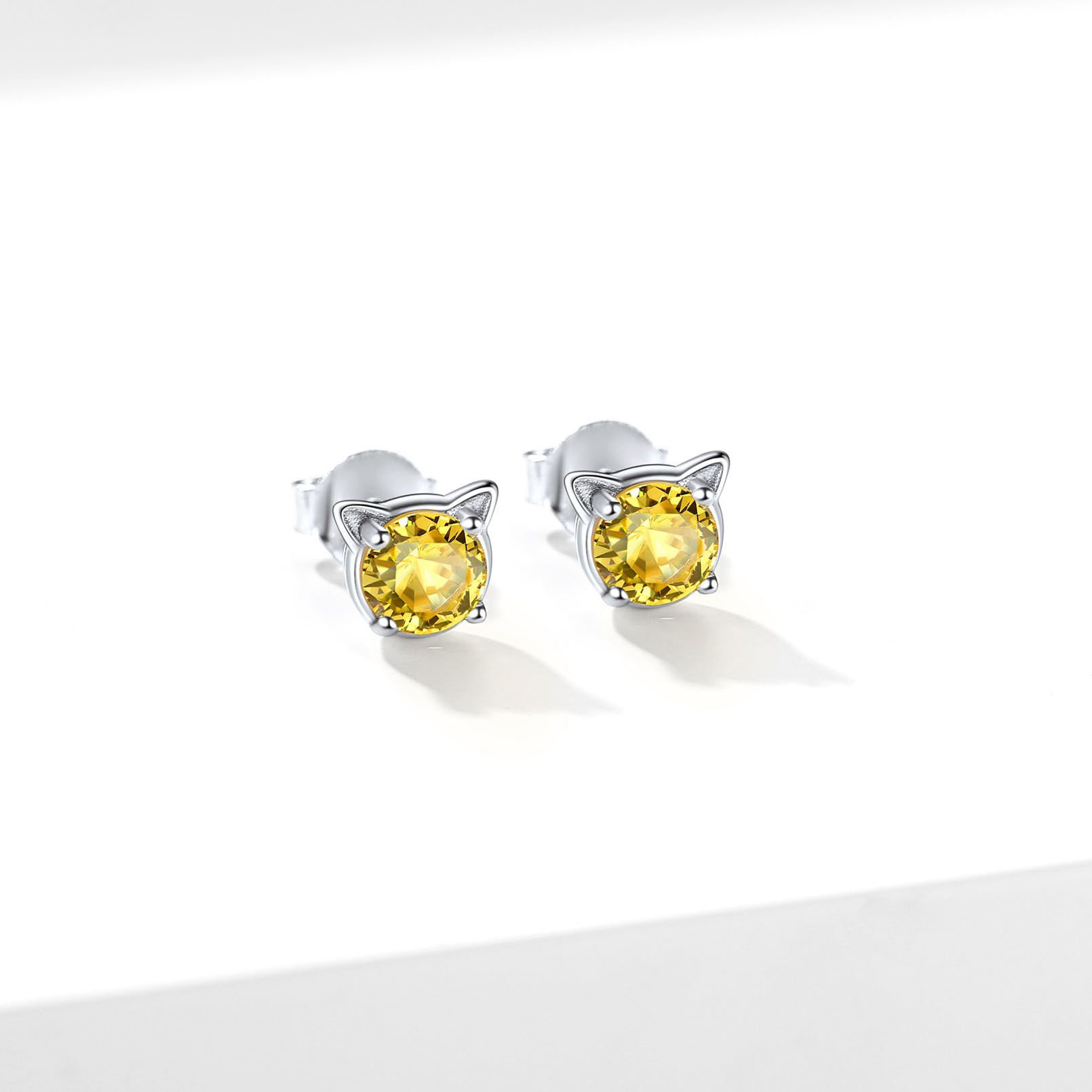 Sterling Silver CZ Earrings with Birthstone Studs
