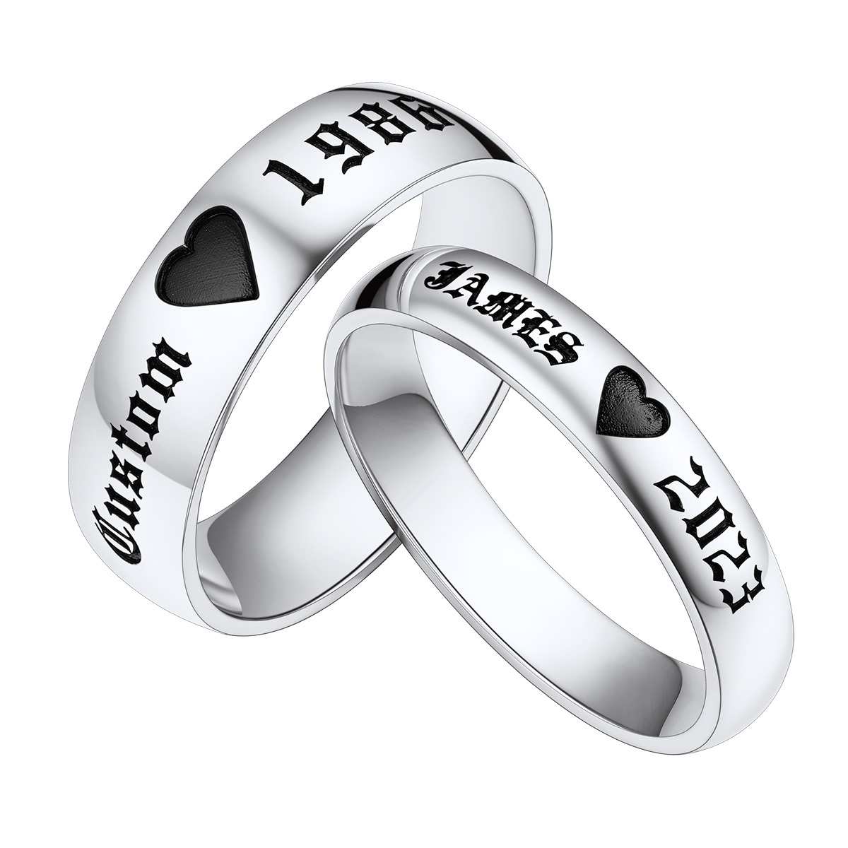 Polished Couple Ring Set