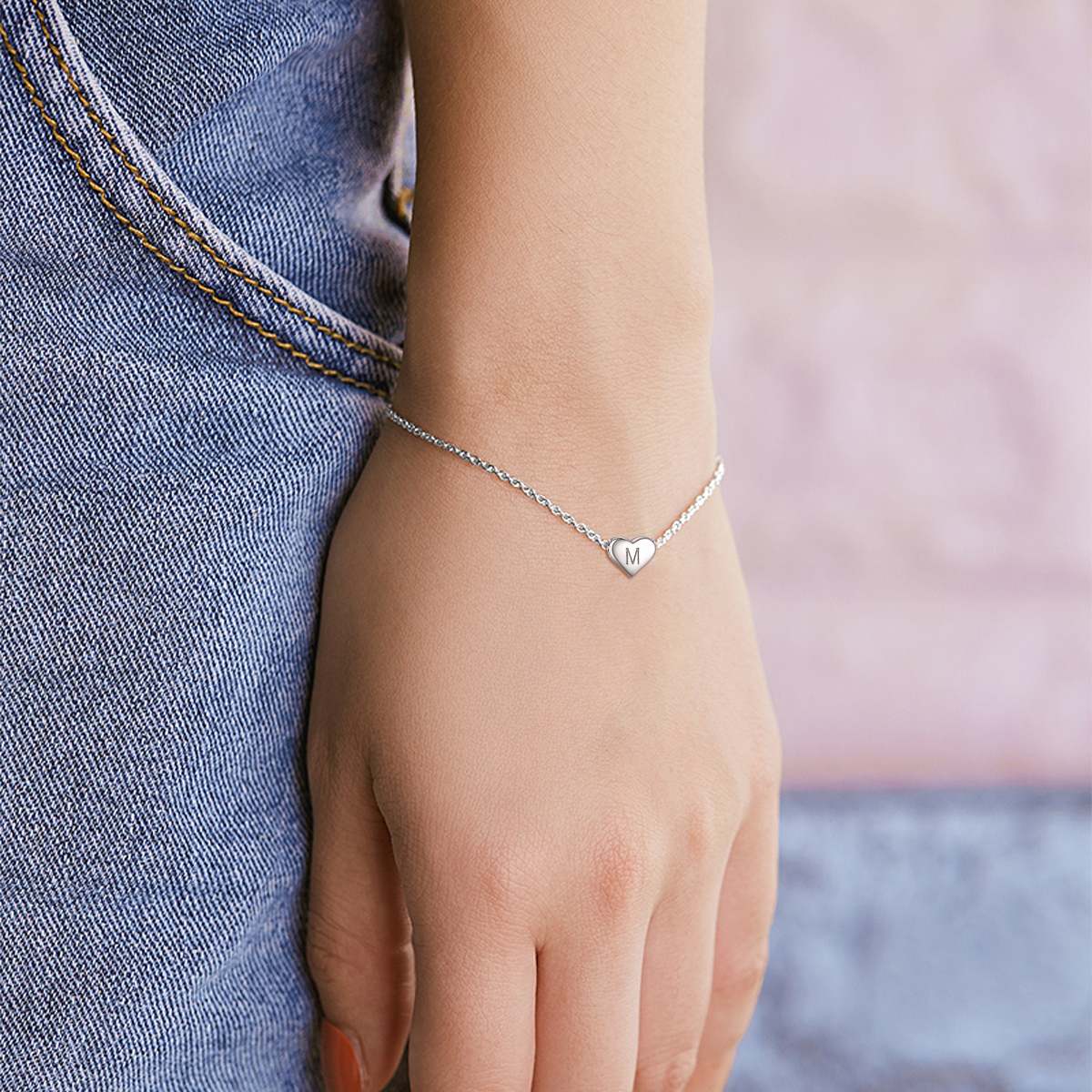 Heart Initial Charm Bracelet