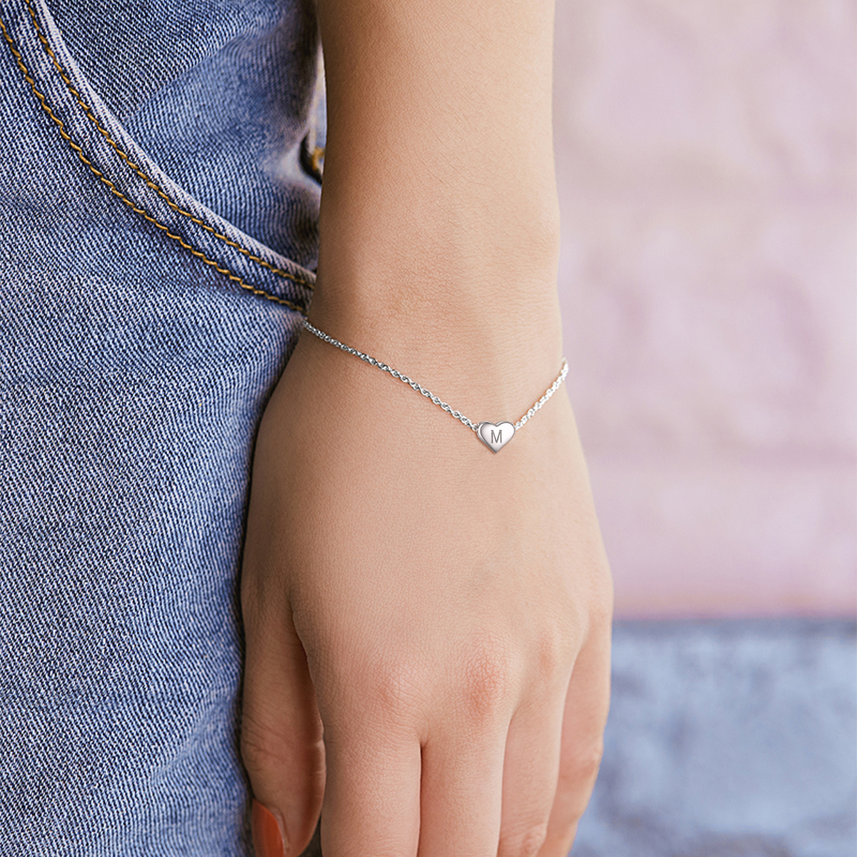 Heart Initial Charm Bracelet