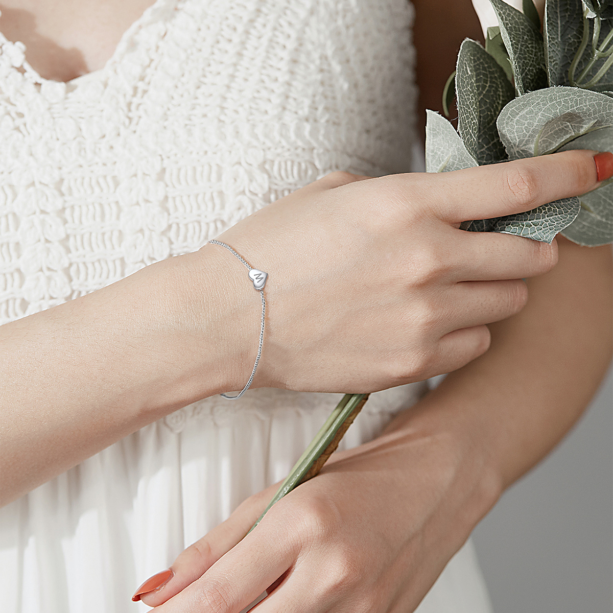 Heart Initial Charm Bracelet