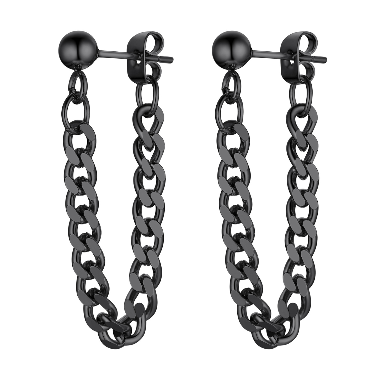 Punk Drop Earrings - 316L Stainless Steel with Cuban Chain