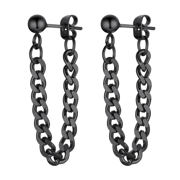 Punk Drop Earrings - 316L Stainless Steel with Cuban Chain