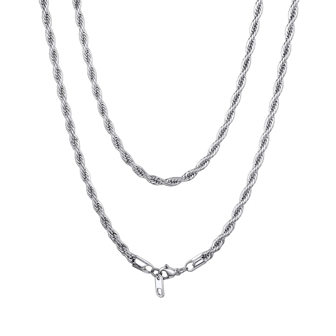 3mm Steel Twisted Rope Chain Necklace