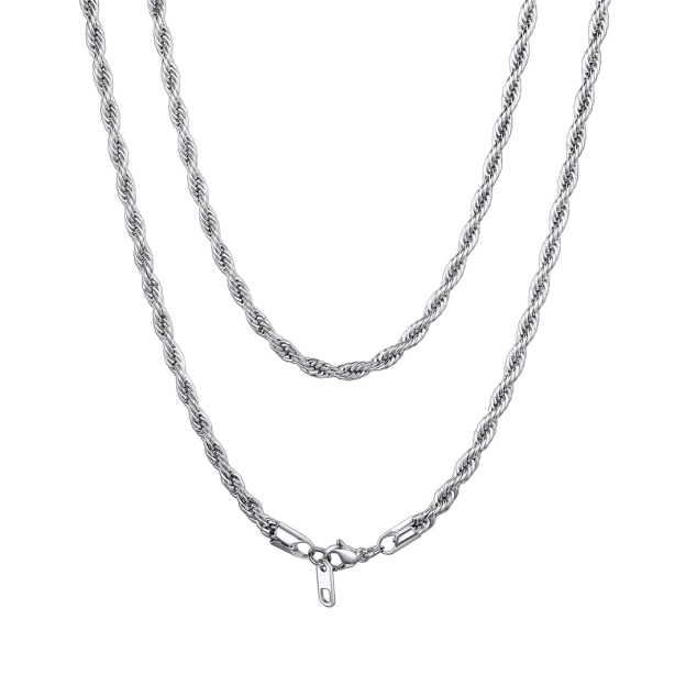 3mm Steel Twisted Rope Chain Necklace