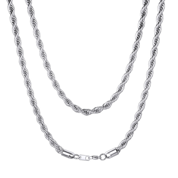 6mm Stainless Steel Twisted Rope Chain Necklace 