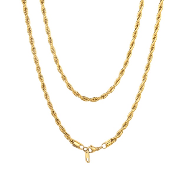 Twisted Rope Chain Necklace-18K Gold Plated