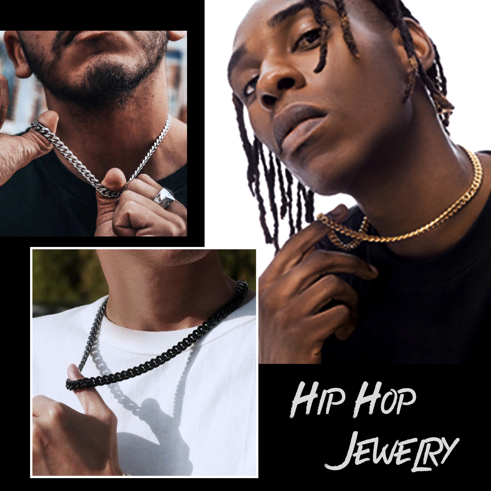 Gold Miami Cuban Chain Necklaces for Men - Smooth Edges, Safe to Skin