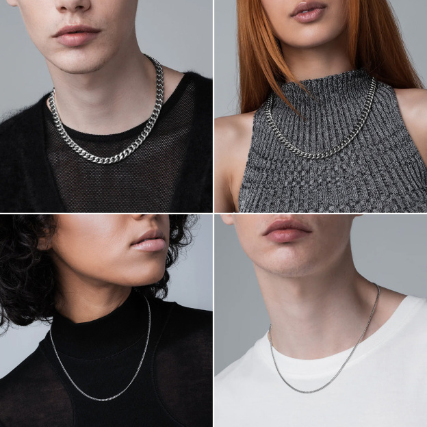 3mm Cuban Curb Chain Necklace Stainless Steel