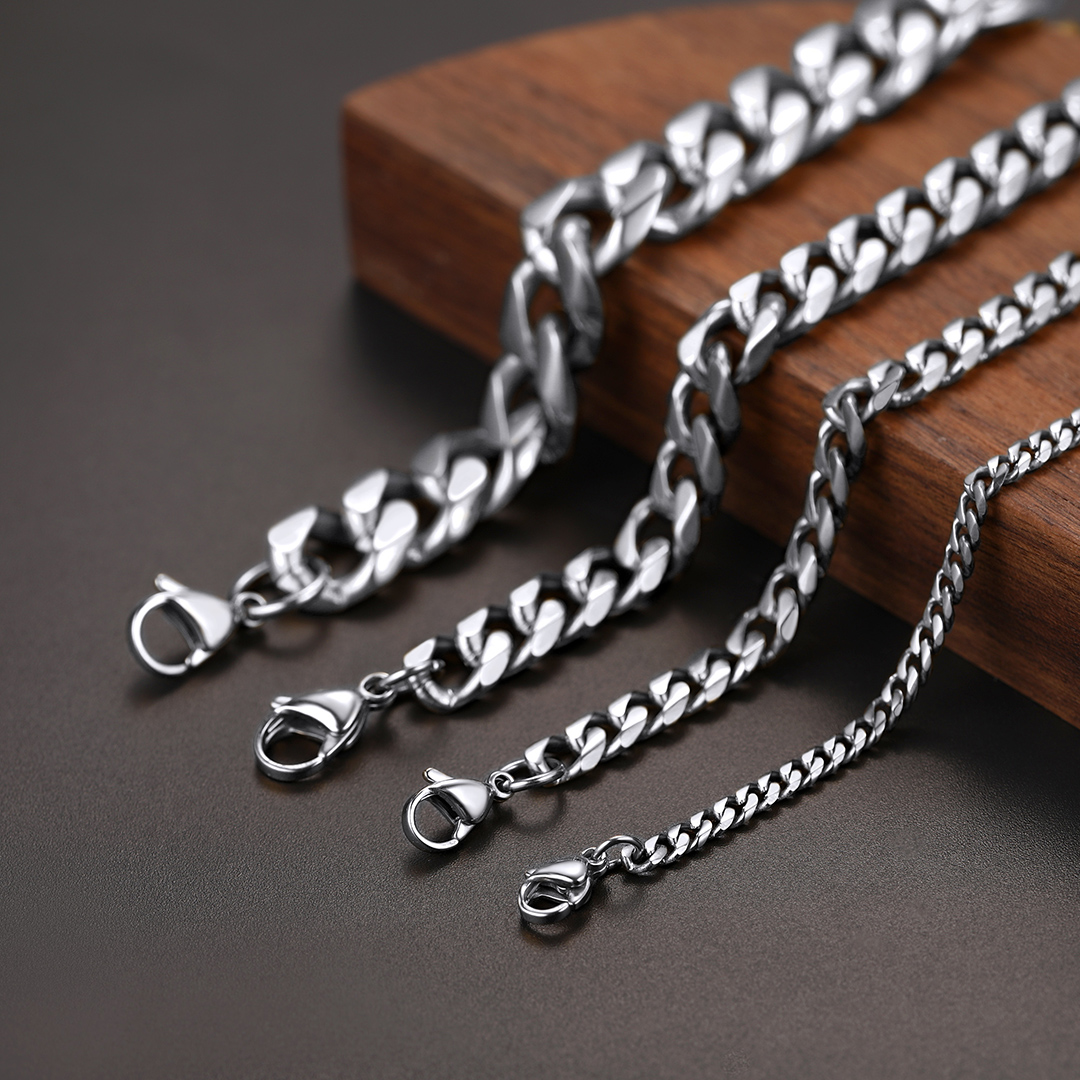3-12mm Miami Cuban Link Chain Necklace for Men