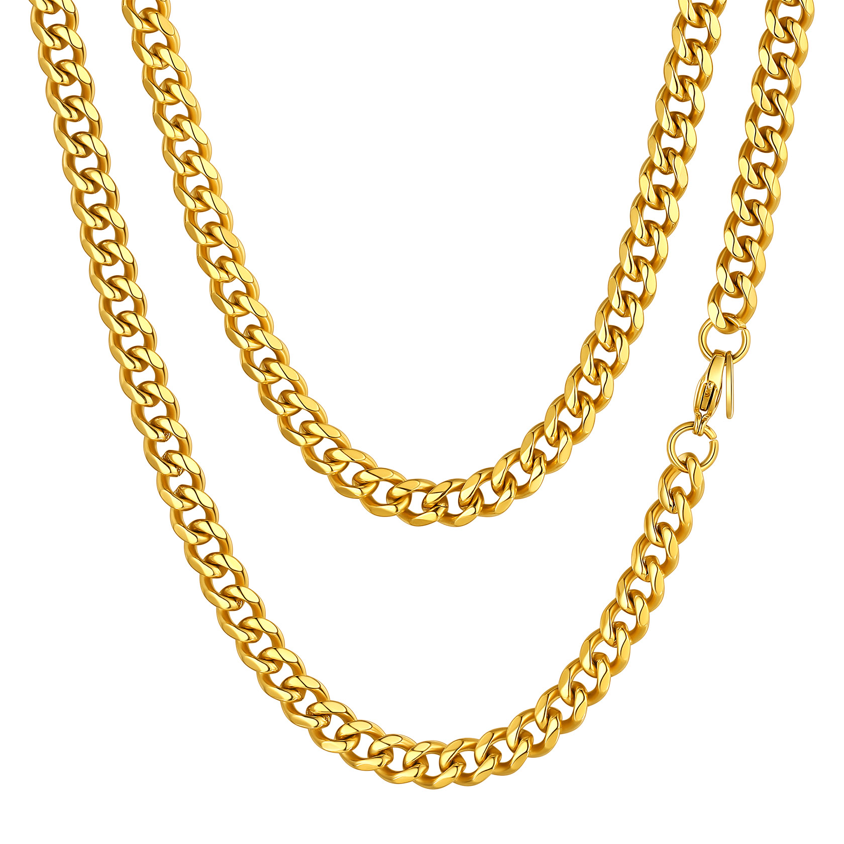 6mm Cuban Curb Chain Necklace Stainless Gold