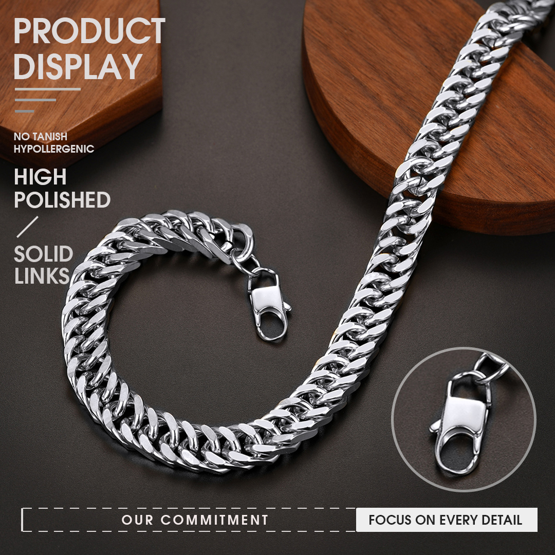 Miami Cuban Link Chain Necklace for Men, Strong Clasp