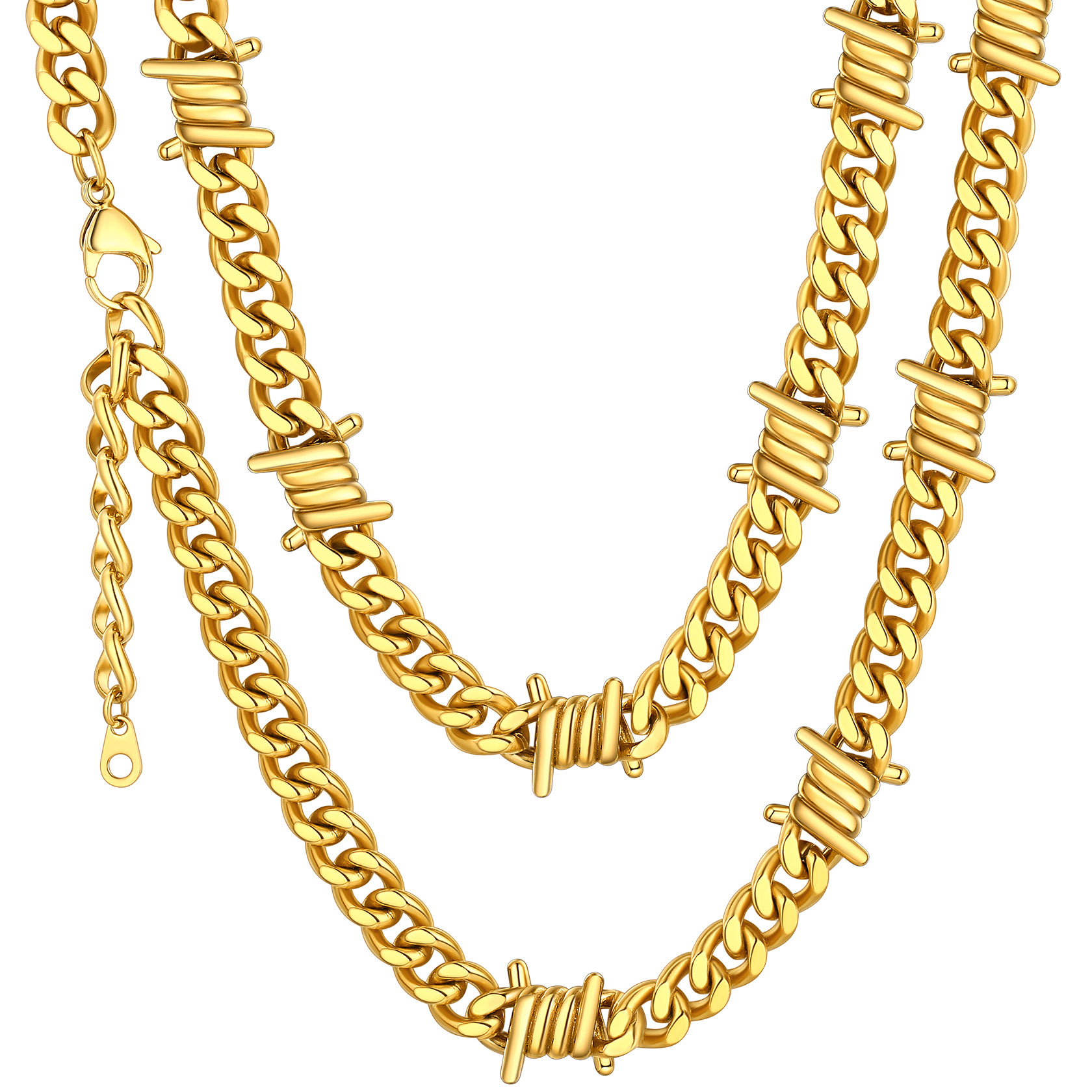 9mm Cuban Link Chain Barbed Wire Necklace - Christmas Gift for Men