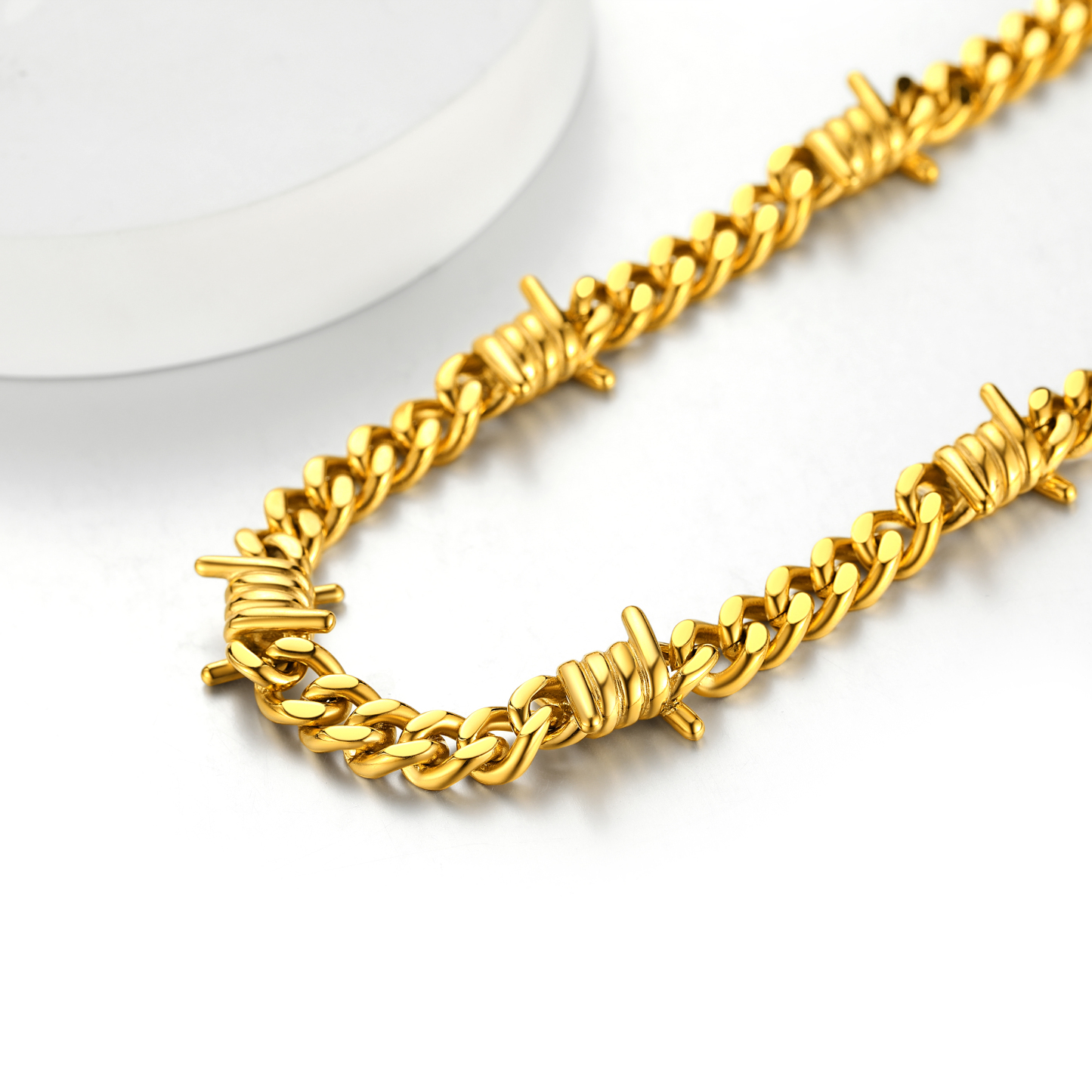 Barbed Wire Cuban Chain for Men Gold