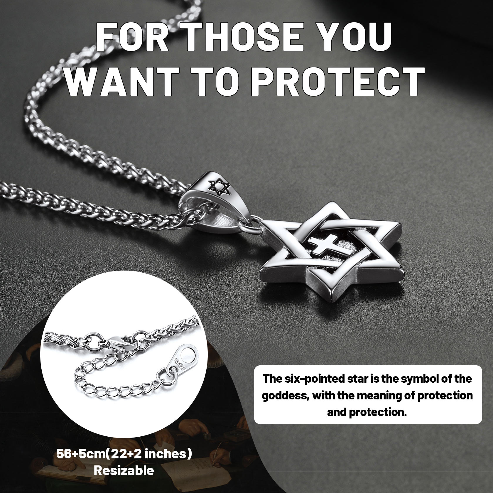 22" Cross Star of David Necklace