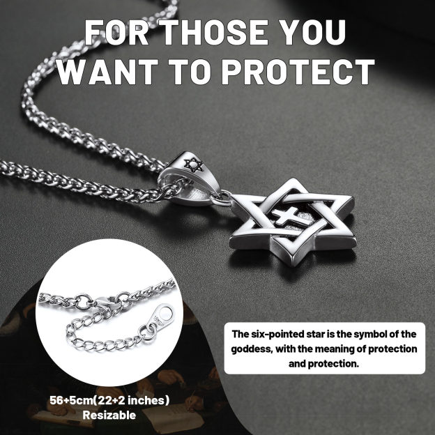 22" Cross Star of David Necklace