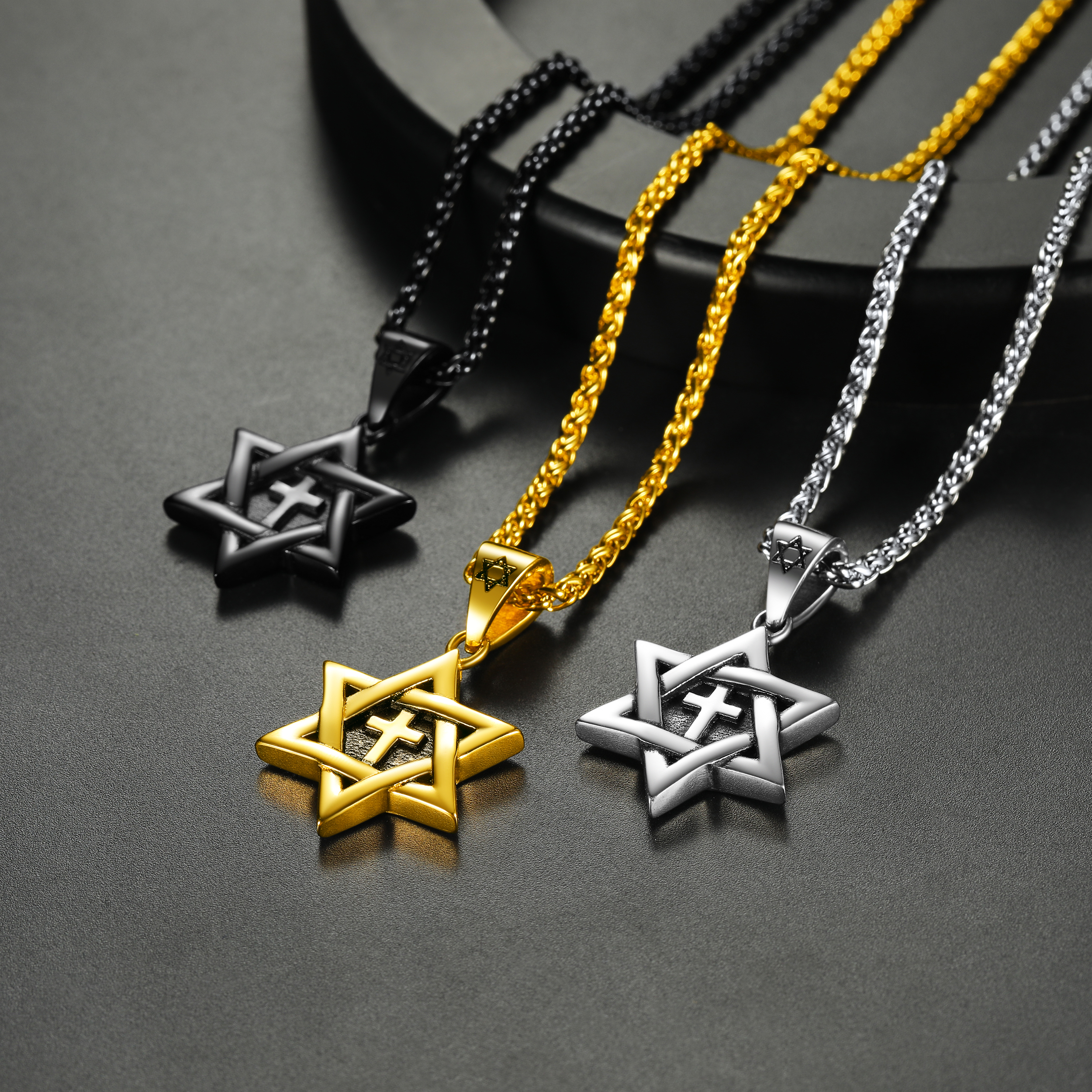 Cross Star of David Necklace- multiple color choices