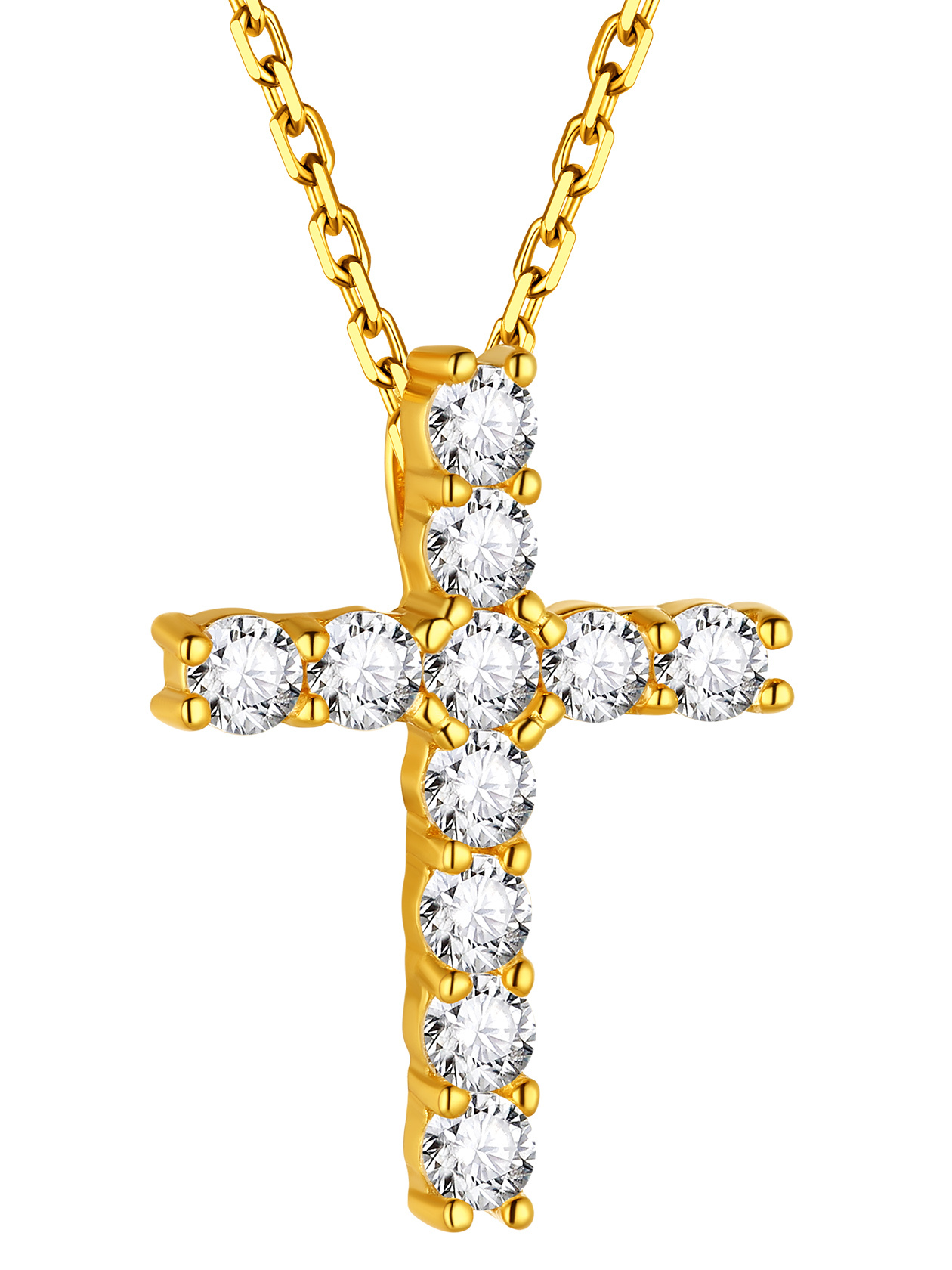 Silver Cubic Zirconia Cross Necklace