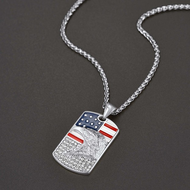 American Flag Eagle Dogtag Necklace