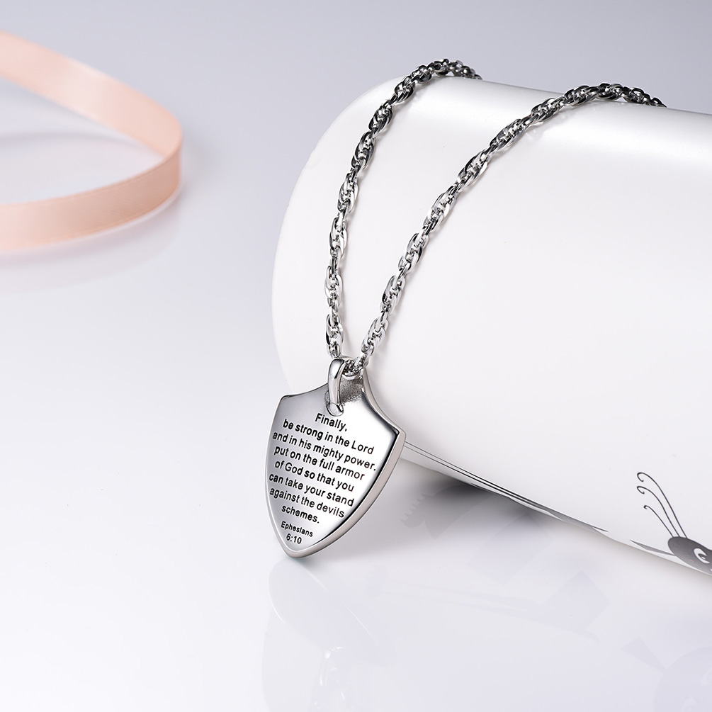 Stainless Steel Armor of God Necklace with Cros