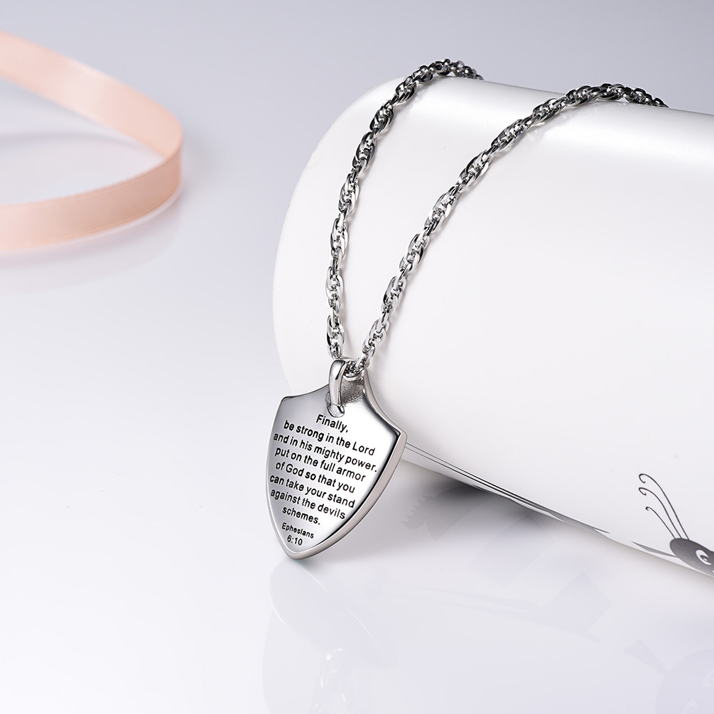 Stainless Steel Armor of God Necklace with Cros