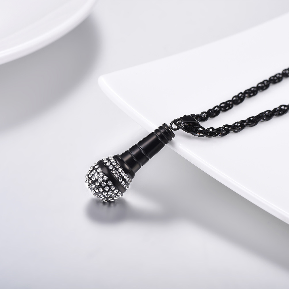 Steel Microphone Pendant Necklace