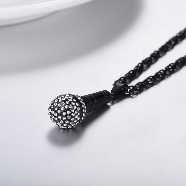 Steel Microphone Pendant Necklace
