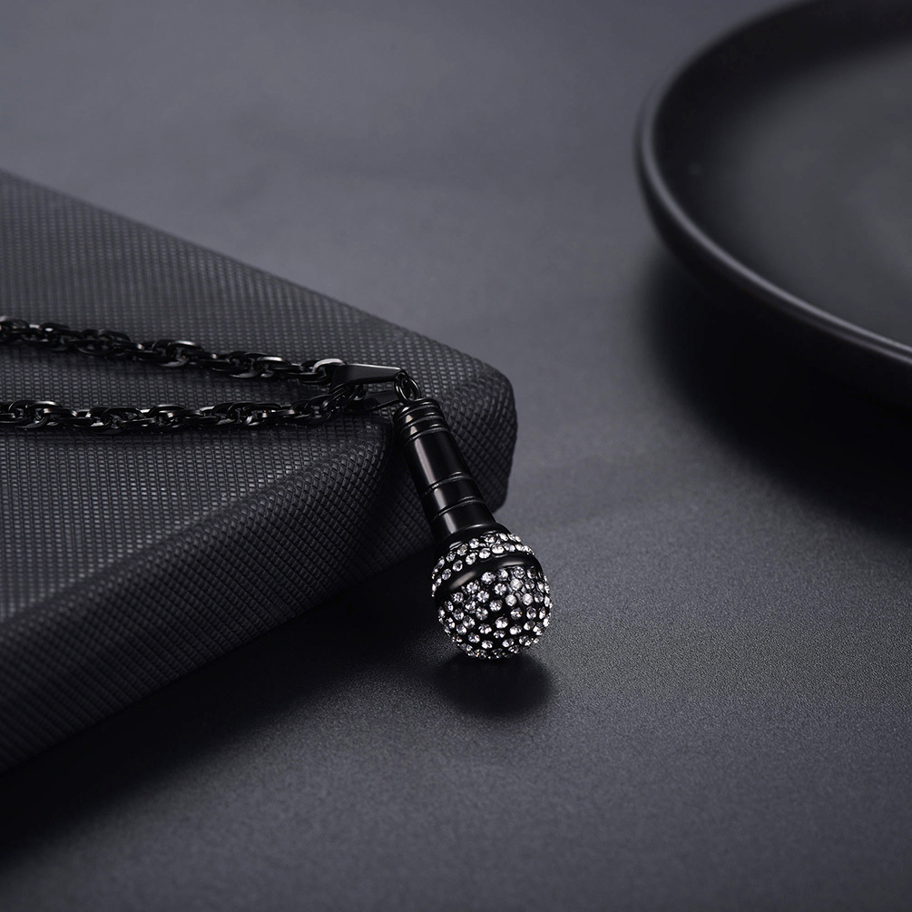 Steel Microphone Pendant Necklace