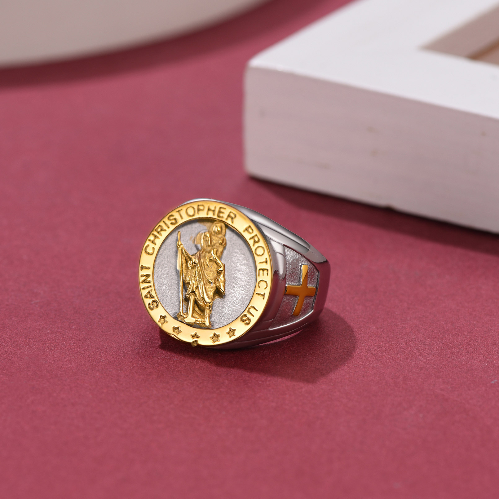 Stainless Steel Gold Signet Ring