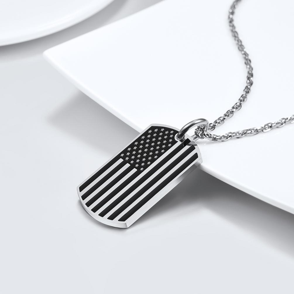 USA Flag Dog Tag Necklace