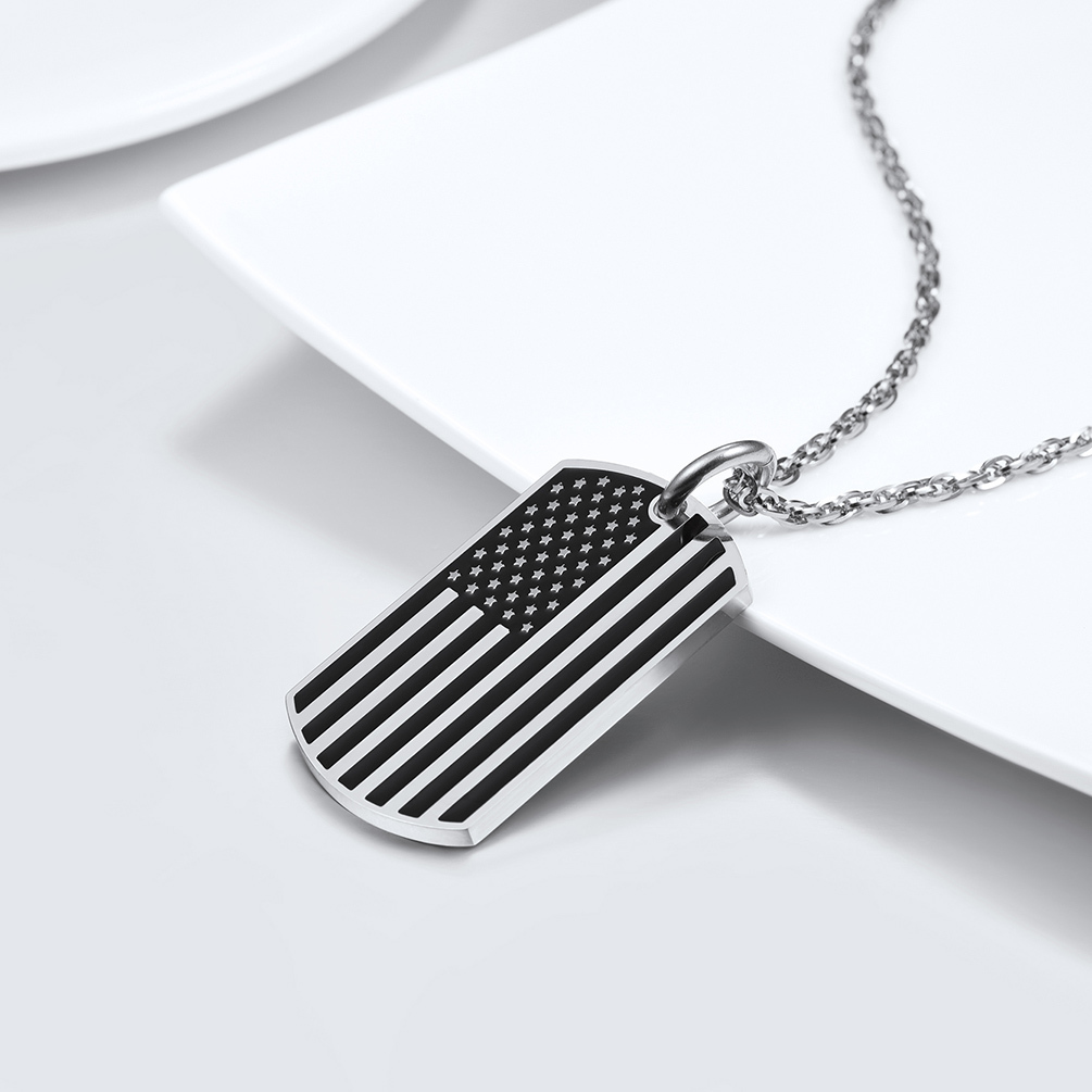 USA Flag Dog Tag Necklace