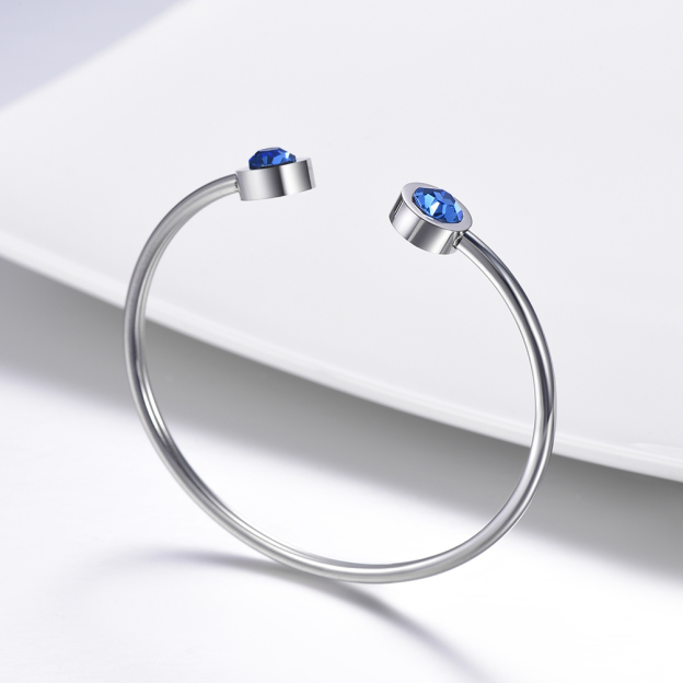 Blue zircon birthstone cuff bracelet