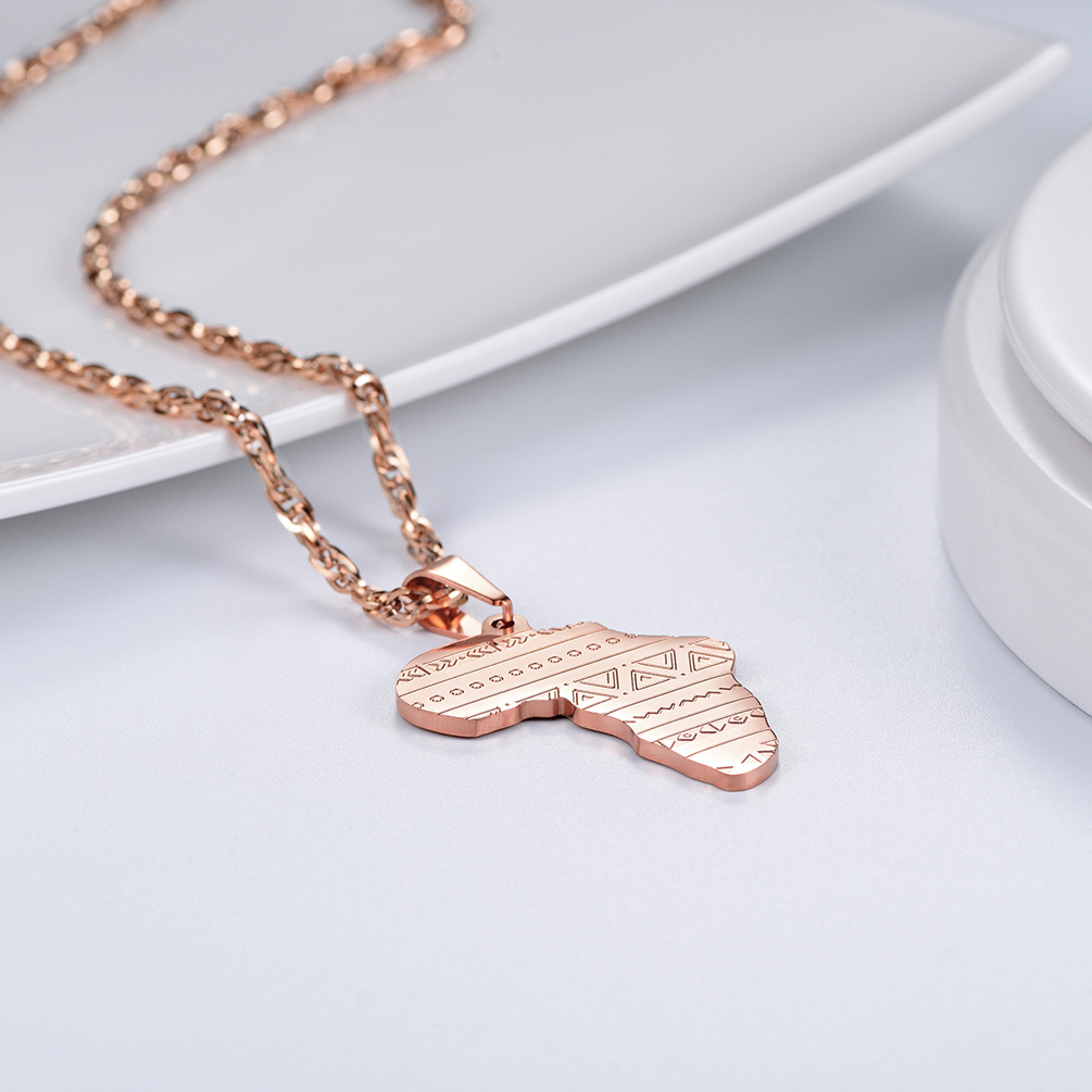 Africa Pendant Necklace Rose Gold