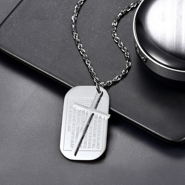 Black Cross Dogtag Christian Pendant