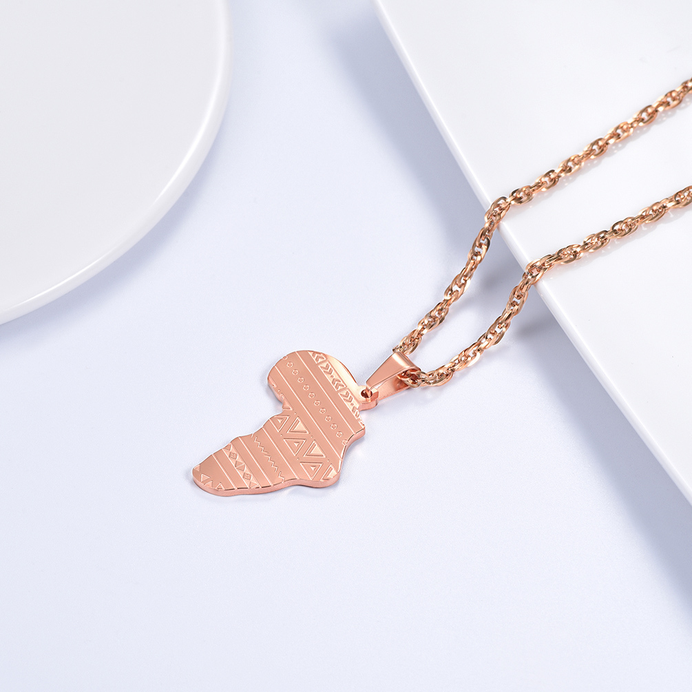 Africa Pendant Necklace Rose Gold