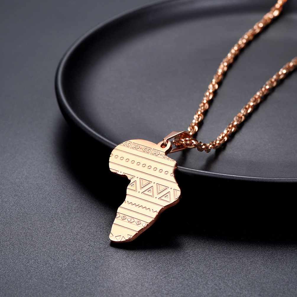 Africa Pendant Necklace Rose Gold