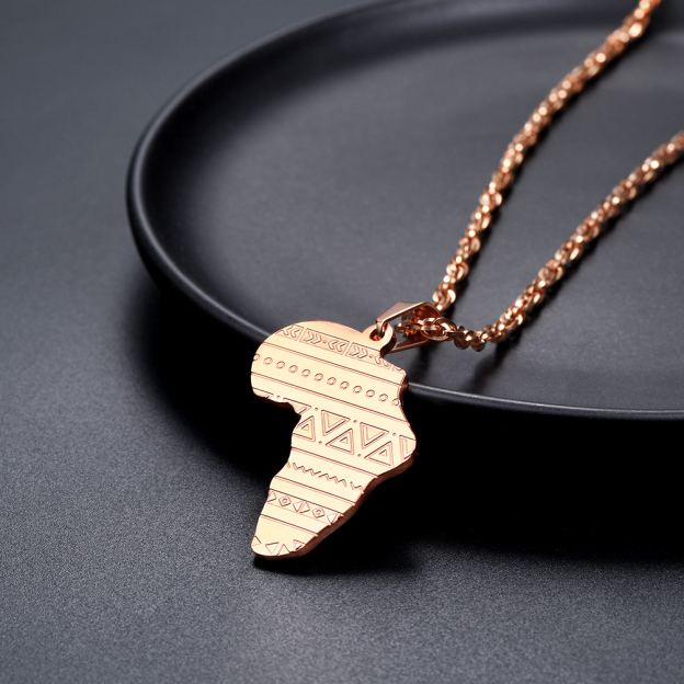 Africa Pendant Necklace Rose Gold