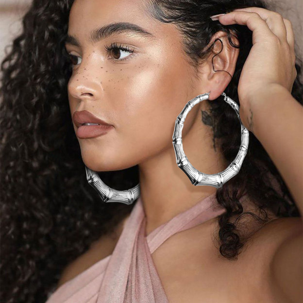 Bamboo Gold Plated Hoop Earrings
